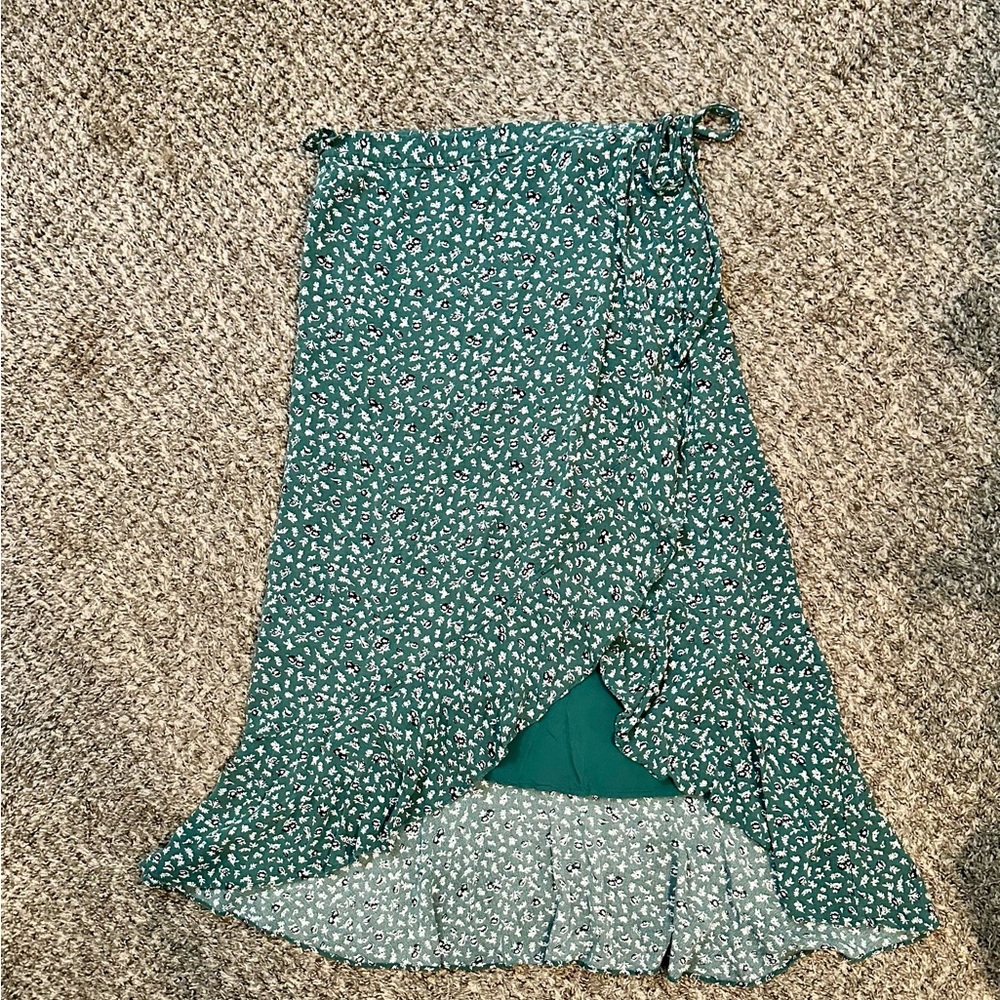 Abercrombie & Fitch Floral Green Wrap Skirt